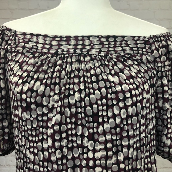 AB Studio Polka Dot Off Shoulder Stretchy Top M - Picture 3 of 8
